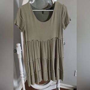 Olive Green Tiered Dress